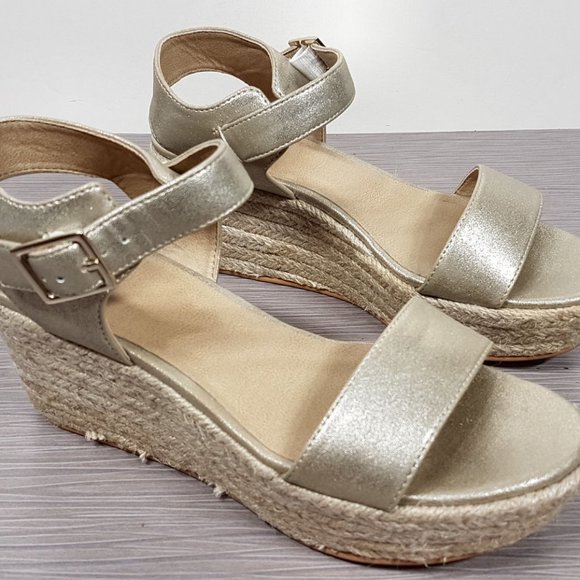 BP. 'Maurice' Espadrille Wedge Sandal light Gold Womens Size 6.5 M - Picture 1 of 7
